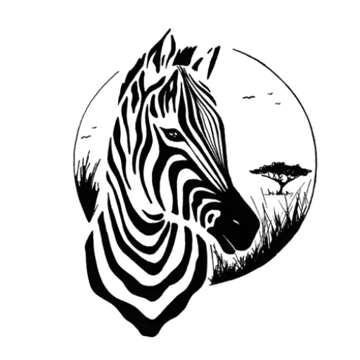 Logo Umbiyi, Zebra mit Gras und Baum im Hintergrund